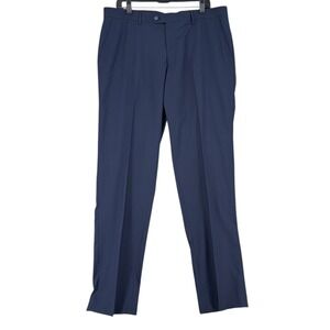 Combatant Gentlemen Men's Navy Blue Wool Blend Dress Pants Size 36x34 Flat Front